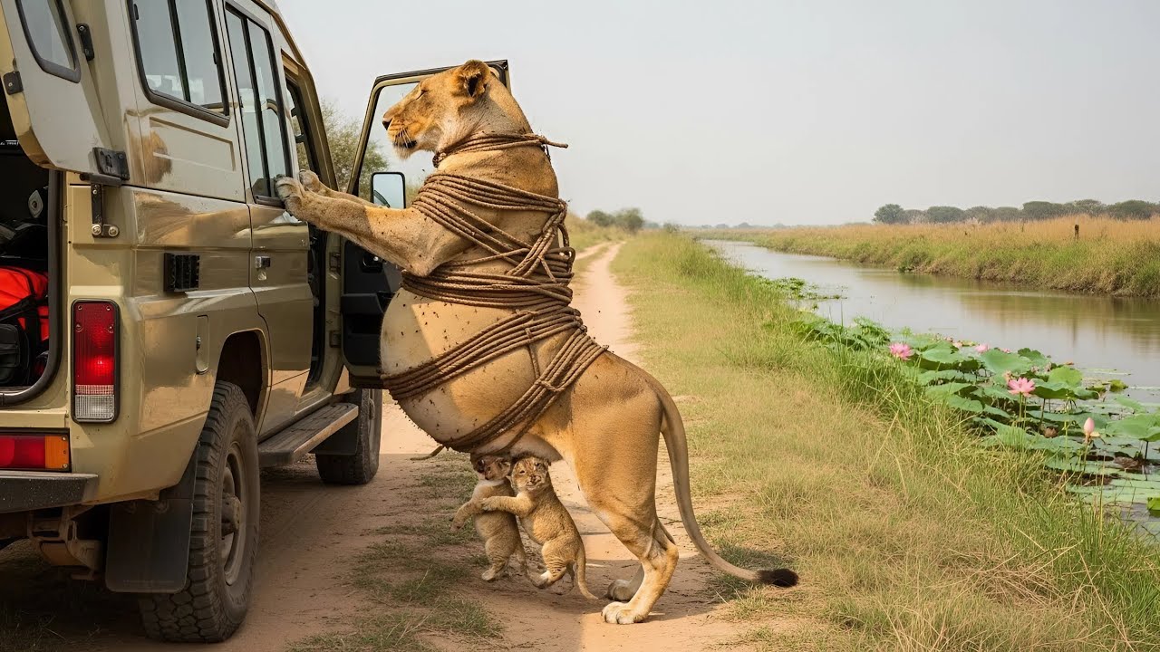 Rescue A Pregnant Lioness Trapped By Tight Vines And Unable To Escape
