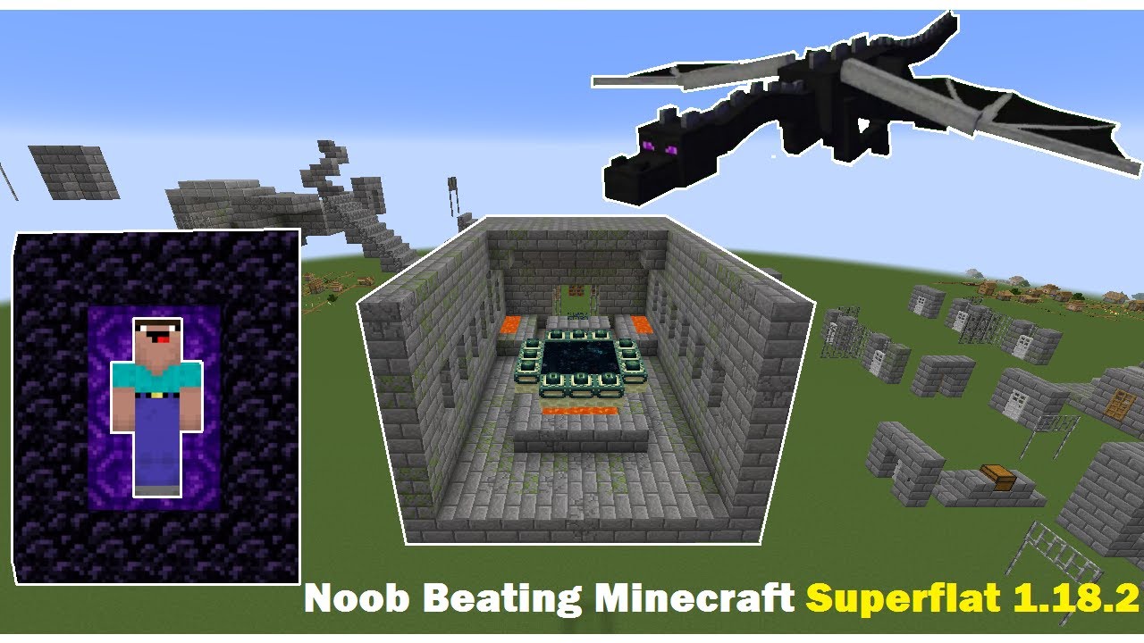 Noob Beating Ender Dragon In SuperFlat 1.18.2