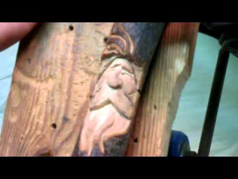 How to carve a wood spirit walking stick with hand tools #7 - YouTube