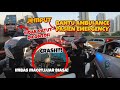 Bantu ambulance jemput pasien emergency yg terjebang macet dikarenakn kecelakaan konteiner