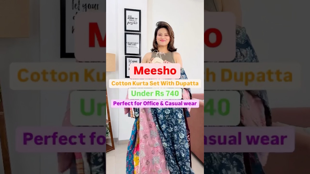Meesho cotton kurti pant dupatta haul l Latest cotton kurta set meesho 