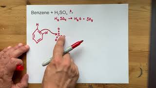 Benzene + H2SO4 = ??? (Sulfonation)