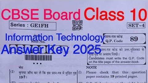 Class 10th CBSE Board 2025 Information Technology(IT/402) Question Paper Answer Key/Short Solution