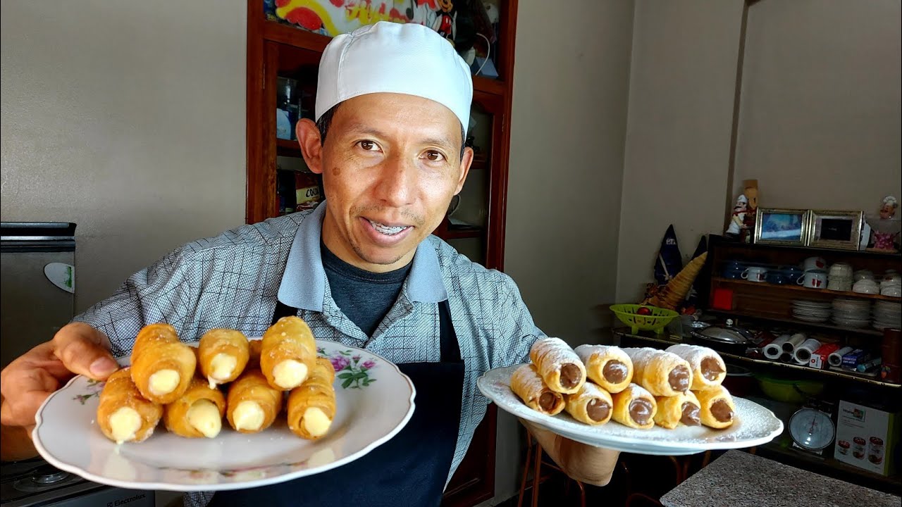 Muy Fácil Canutillos o Cañas rellenos  al horno y fritos (con el toque de Luis) Ecuador