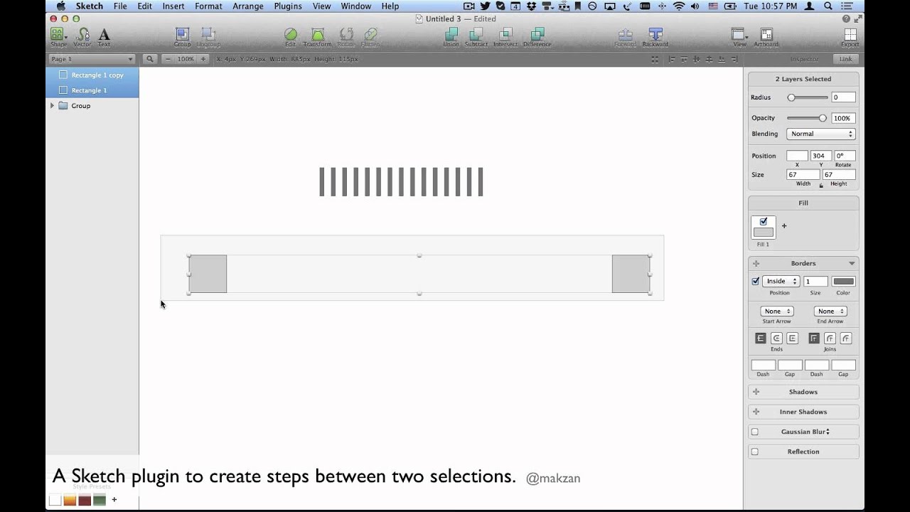 Mac Sketch plugin - blend steps between two selections