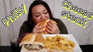Philly cheesesteak and chips mukbang ...