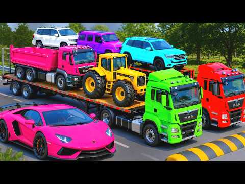 Flatbed Truck McQueen Transportation with Truck Pothole vs Car #69 BeamNG Drive
