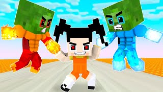 Monster School : Fire and Ice Baby Zombie Battle w\ Squid Game Doll  - Minecraft Animation