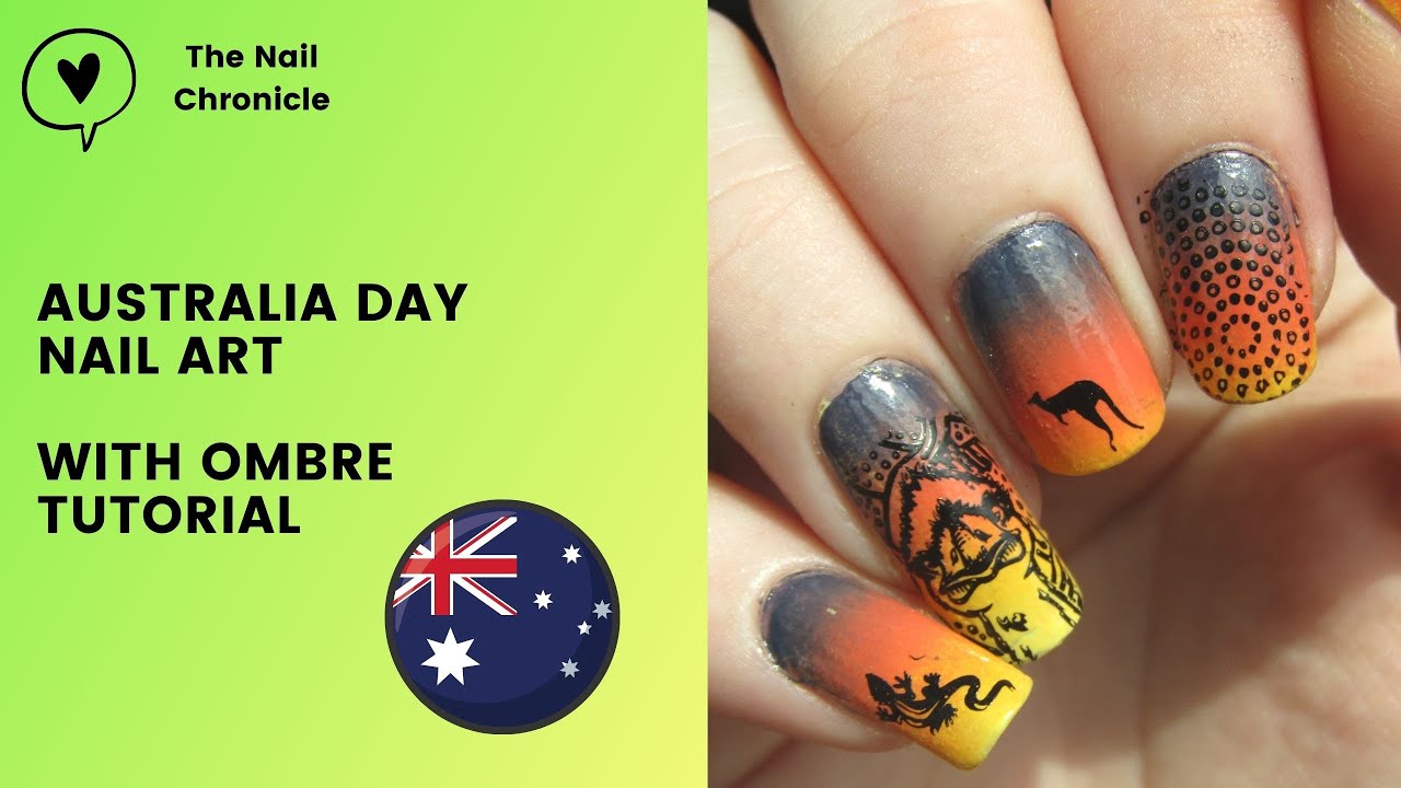 Australia Day Nails 2021 Outback Aussie Design with Ombre Tutorial