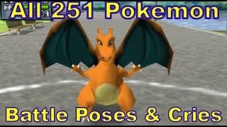 All 251 Pokemon Signature Battle Poses and Cries (Idle Animations) Pokemon Gen 1 & 2 (1080p HD)