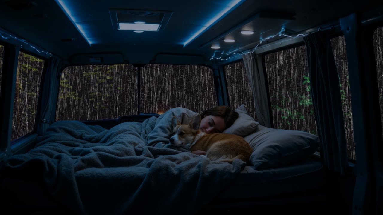 Relaxing Rain & Thunder on Cozy Car ⛈️ Deep Sleep Sounds for Anxiety Relief & Calm Night Ambience