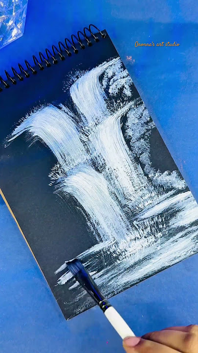 Painting a Moonlight Waterfall with Acrylics #ononnasartstudio #acrylicpainting