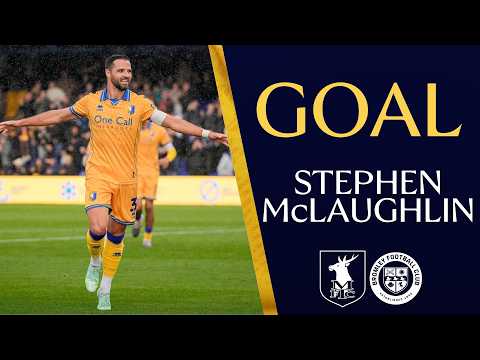 Stephen McLaughlin scores Stags' first goal against Bromley