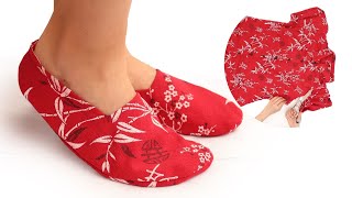 How to sew slippers in 15 minutes from leftover fabric or from old clothes! screenshot 4