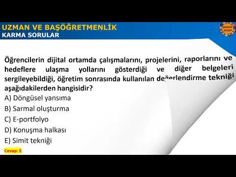 UZMAN/BAŞÖĞRETMENLİK KARMA SORULAR