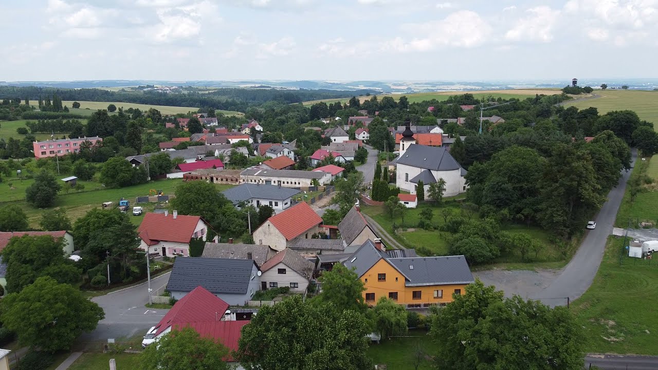 Mavic mini fly over the village Pohoř, Odry