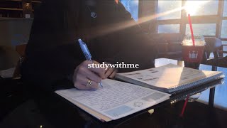 Study with me at cafe | 할리스 커피에서 같이 공부해요 : ) | 해가 서서히 질 때까지 | cafe asmr, study asmr, real time