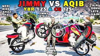 JIMMY VS AQIB RACE | YBR125 VS CG125 | GTA 5 | Real Life Mods#200 | NEW SHOWROOM#5 |
