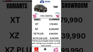 TATA TIGOR CNG MANUAL VARIANTS EX SHOWROOM PRICE