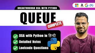 Queue in Python | Complete Course in Hindi | With LeetCode Questions | GATE PYQ #breakthroughDSA Stack In Python Complete Course In Hindi With Leetcode Questions Breakthroughdsa
