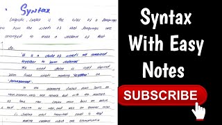Syntax in Linguistics With easy Notes