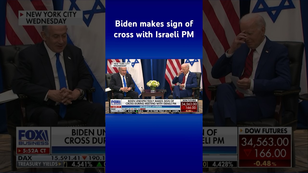 President Biden mocks reporters, makes sign of the cross in meeting with Israeli PM #shorts