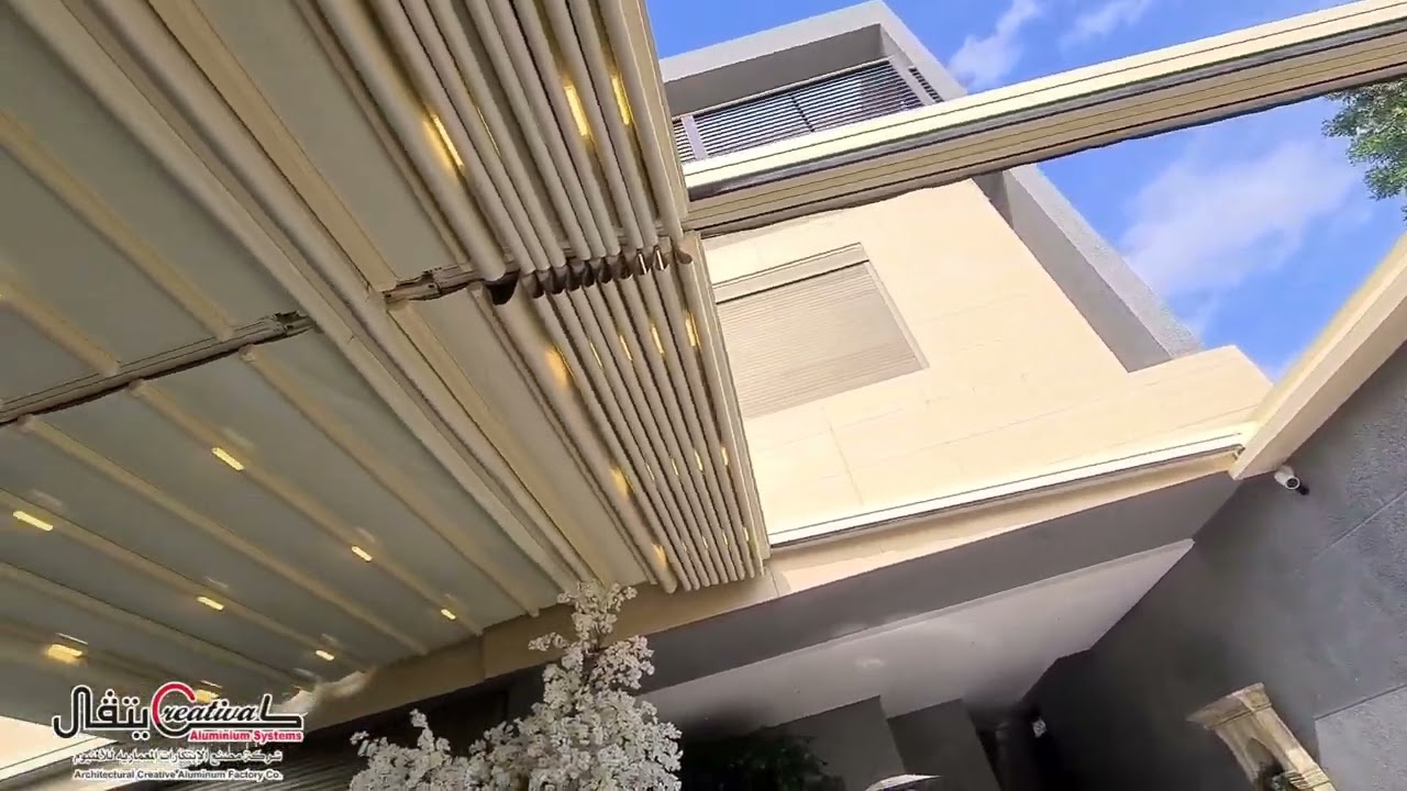 *مظلات متحركة بموتورات كهربائية والتحكم بريموت Motorized Pergolaتنفيذ #مصنع_كريتفال لفيلا-بالرياض