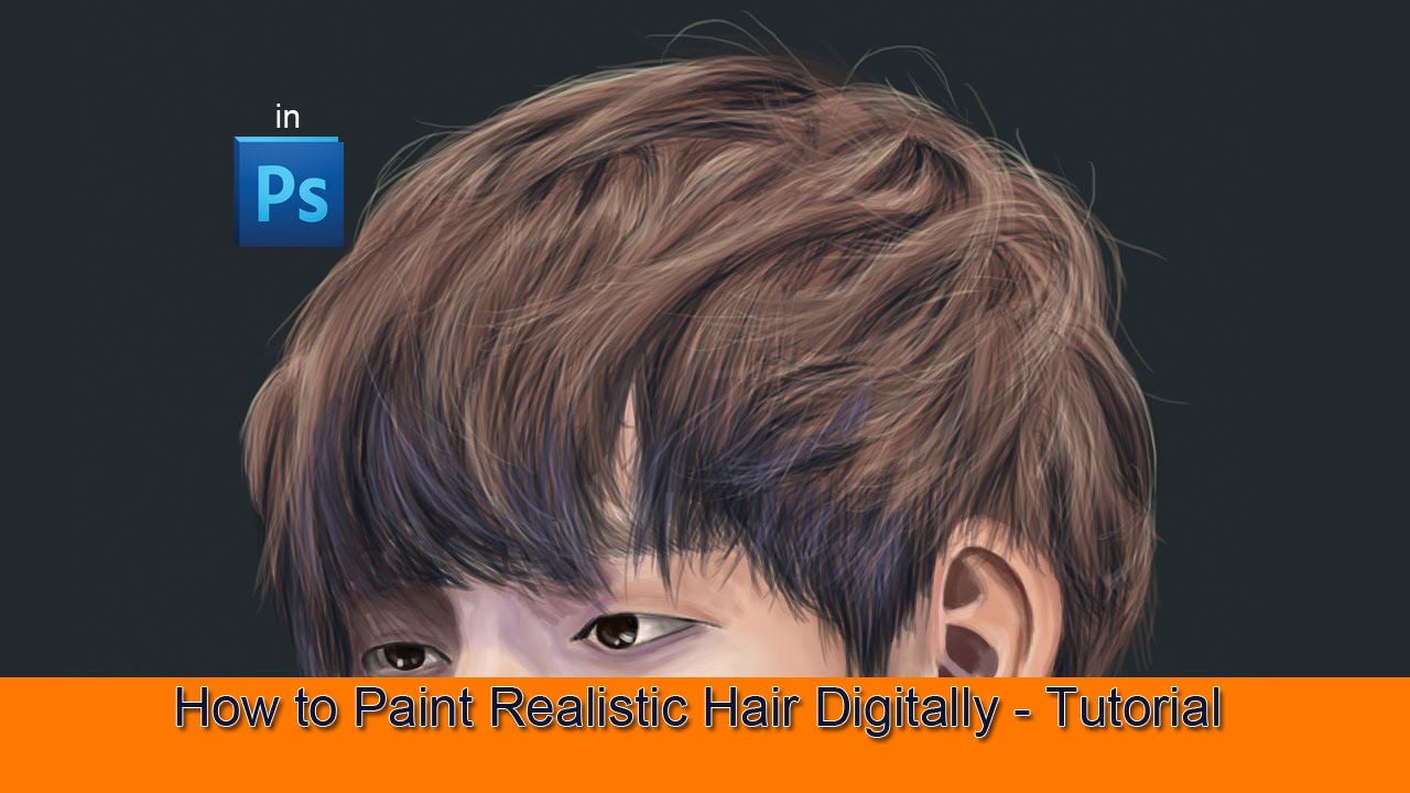 How to Paint Realistic Hair Digitally - Tutorial - YouTube