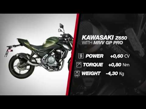 COMPLETE EXHAUST 2x1 MIVV GP PRO STAINLESS STEEL BLACK KAWASAKI Z650 2017-2023 video