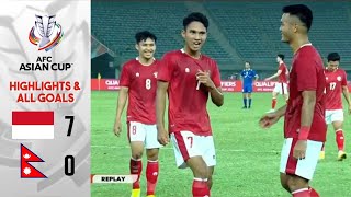 Indonesia vs Nepal 7-0 ~ Extended Highlights & All Goals ~Asian Cup 2022 HD