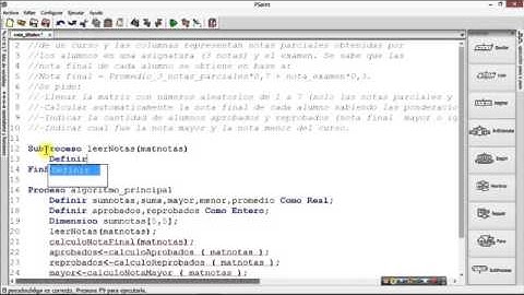 video final ejemplo completo Matriz con funciones Pseint parte 1