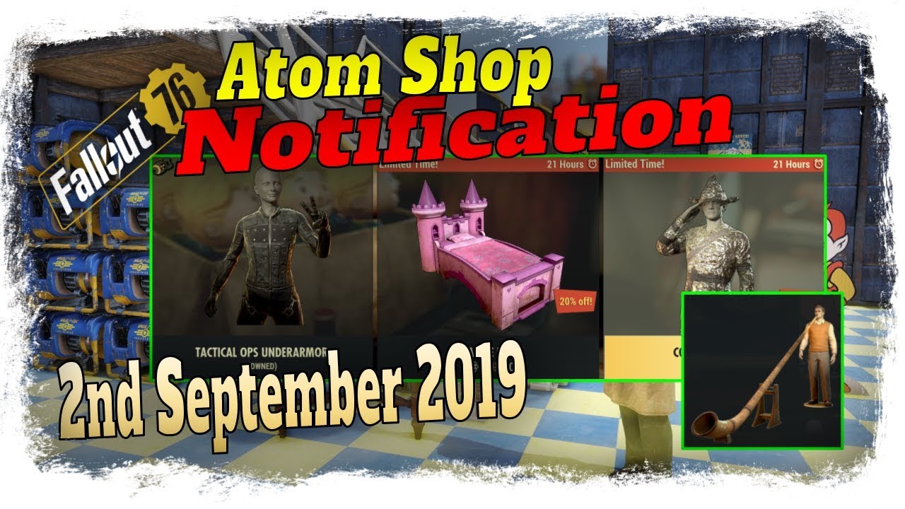 Fallout 76 Atom Shop Notification (2nd September 2019)