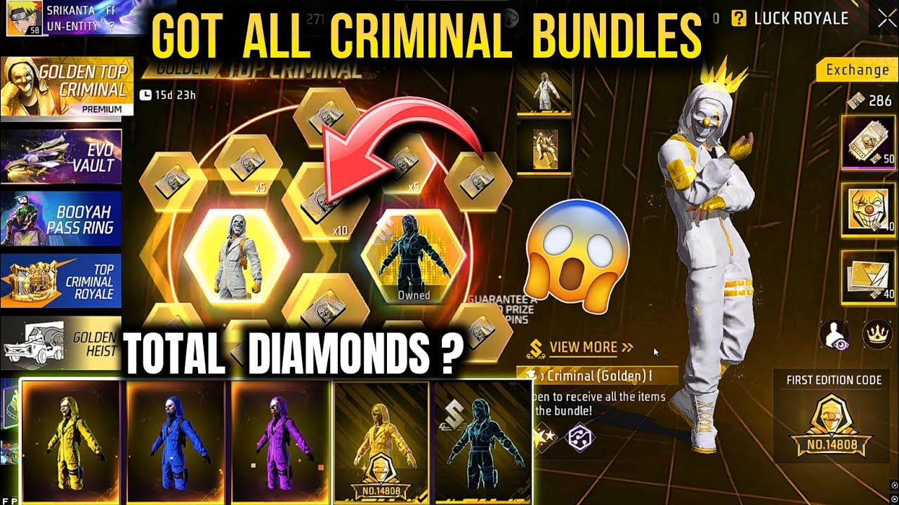 Top Criminal Ring | Got All Criminal Bundle | Top Criminal Bundle in Free Fire