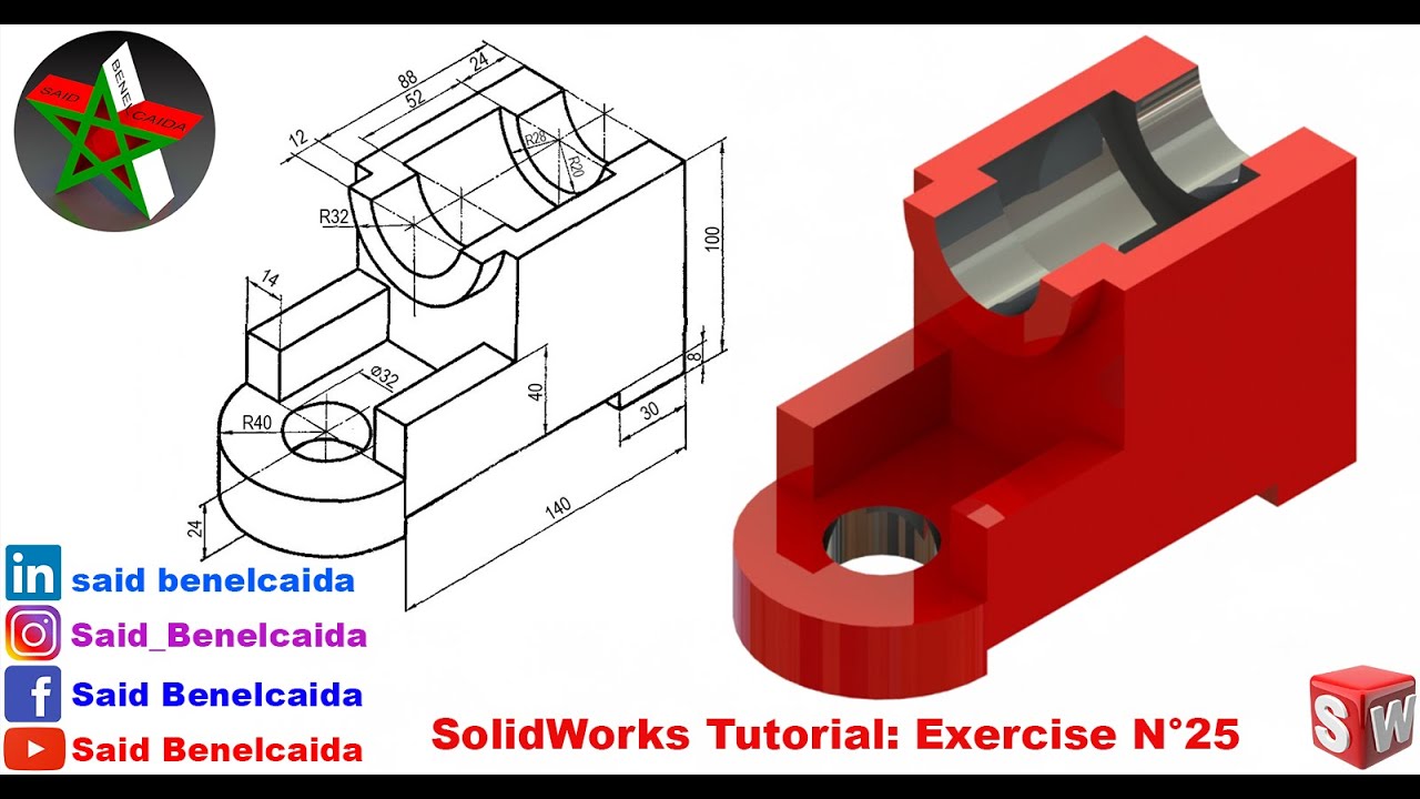 SolidWorks Tutorial For Beginners Exercise 25 - YouTube