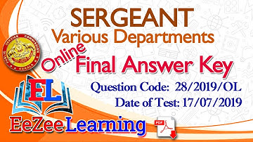 Sergeant - Various Departments | 28/2019/OL | Final Answer Key (Online)
