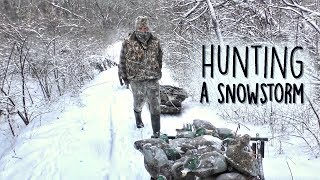 Duck Hunting a Snow Storm for Ice Hole Mallards