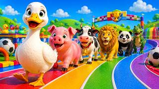 Long Slide Game With Duck Elephant, Child Gorilla Hippopotamus Tiger 3d Animal Game Funny 3d Animals screenshot 5