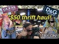 What I Got For $50 THRIFTING + try on thrift store haul (designer finds!)