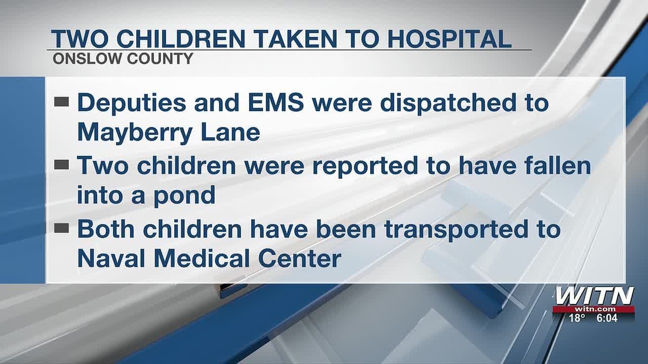 Two children taken to hospital after report of child in pond - YouTube