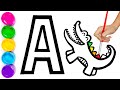 ABC drawing and color english alphabet. Teaching Toddlers with Alphabet Songs. Сara menggambar hewan