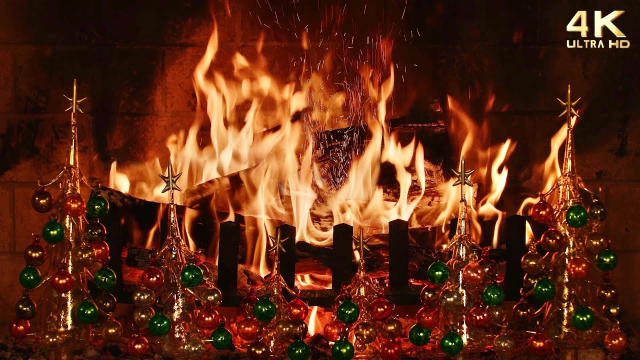 Cozy Festive Christmas Fireplace 🎄🔥 Crackling Fireplace 4K (No Music
