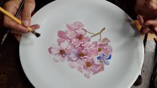 Apple Blossoms on Porcelain Painting