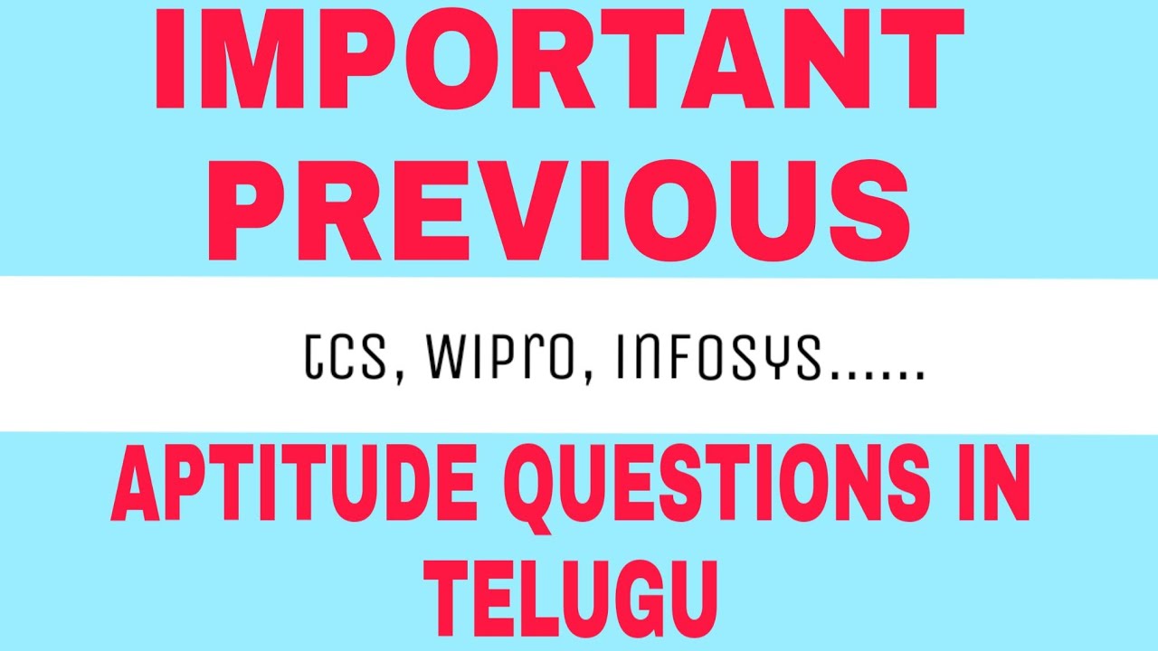 Important Aptitude Questions For Tcs Nqt wipro Aptitude Questions In Telugu quantitative