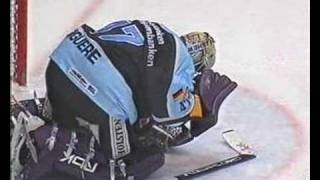 J.S. Giguere throwing up on ice