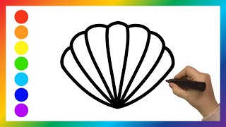 Ich zeichne eine Muschel 🐚 Drawing a Seashell | Painting & Coloring for Kids