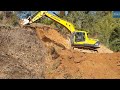 Mountain Road Excavation with Hyundai Excavator Cutting Hill