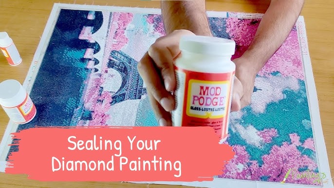 Sealing Titanic Diamond Painting with Deco Art triple thick gloss glaze 