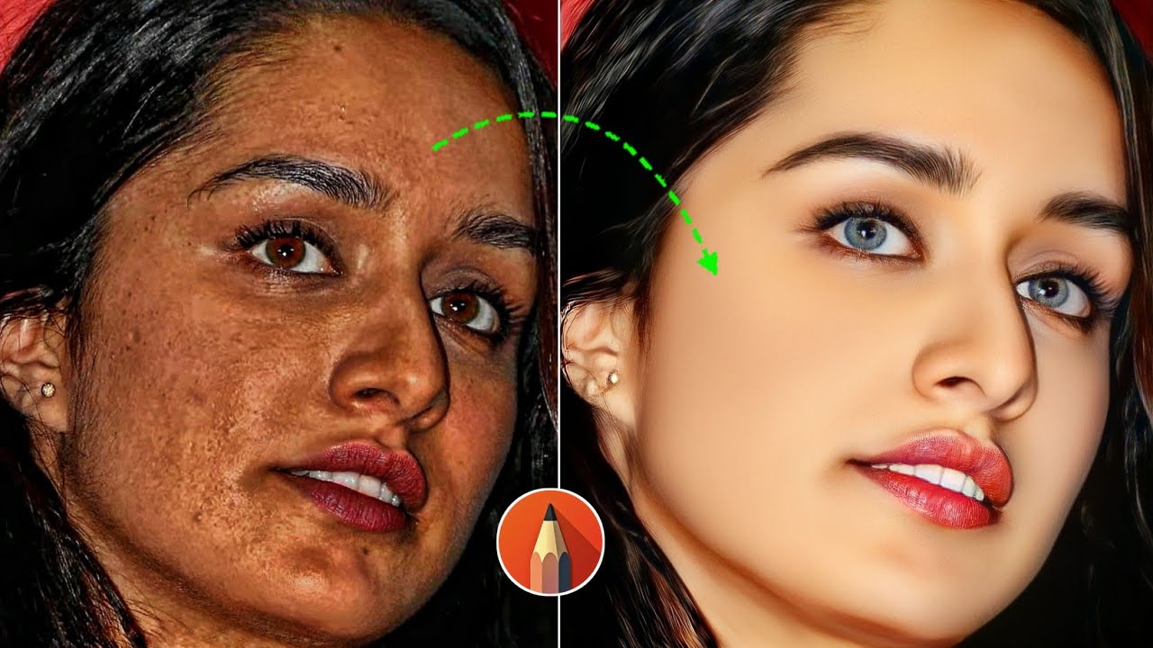 🔴 Oily Smooth skin HDR secret tricks 🤫 face smooth editing| photo editing| sketchbook editing