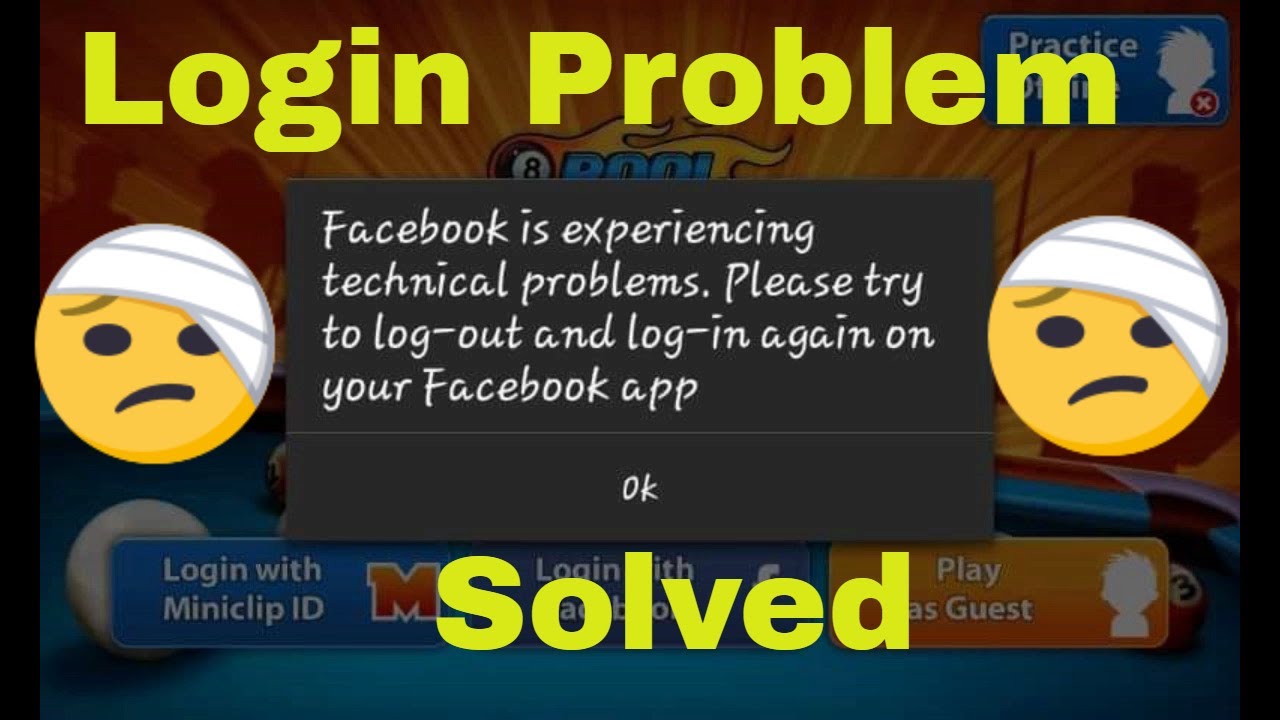 8 ball pool Facebook technical login problem fixed | Step By Step |  Miniclip 8 ball pool - 