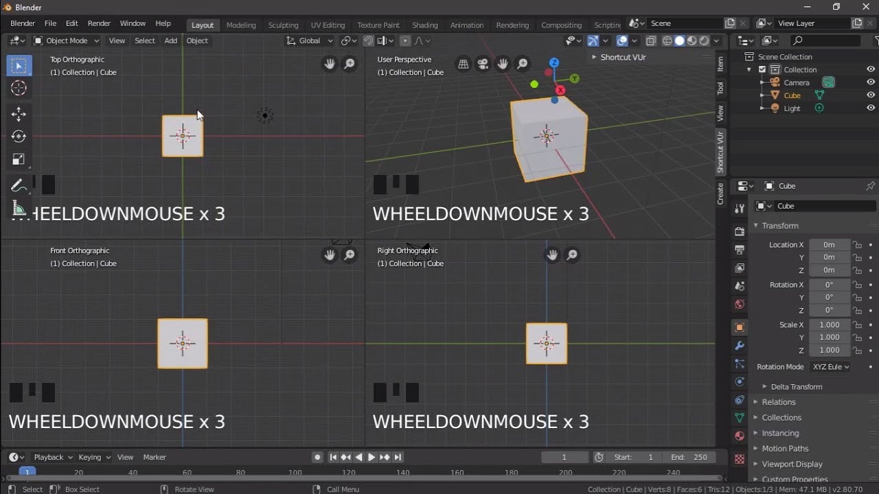Shortcut to split one screen into four in Blender 2.8 || Blender ...